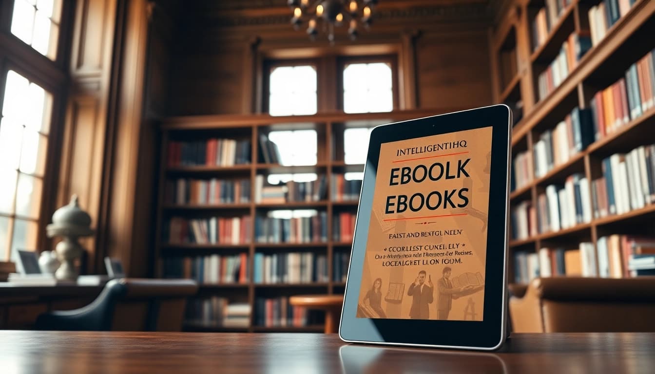 Browse Intelligenthq ebooks displayed beautifully on a modern digital tablet.