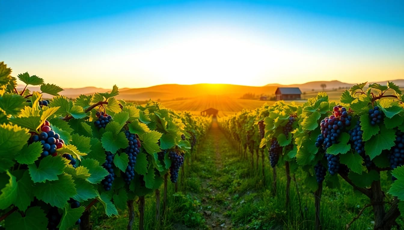 Enjoying the beauty of clarksburg wineries and picturesque vineyards under a golden sunset.