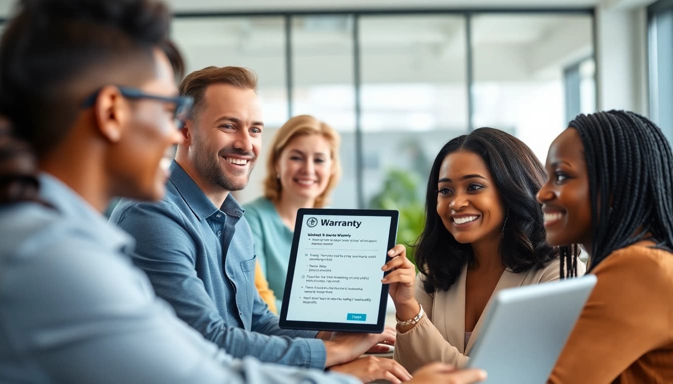 Understanding what is a frictionless warranty experience with helpful customer support in a modern office.