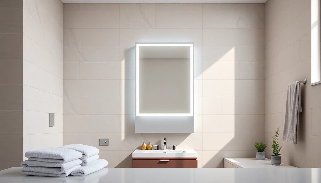 Enhance your space with a sleek bathroom cabinet with mirror and light, showcasing modern elegance.