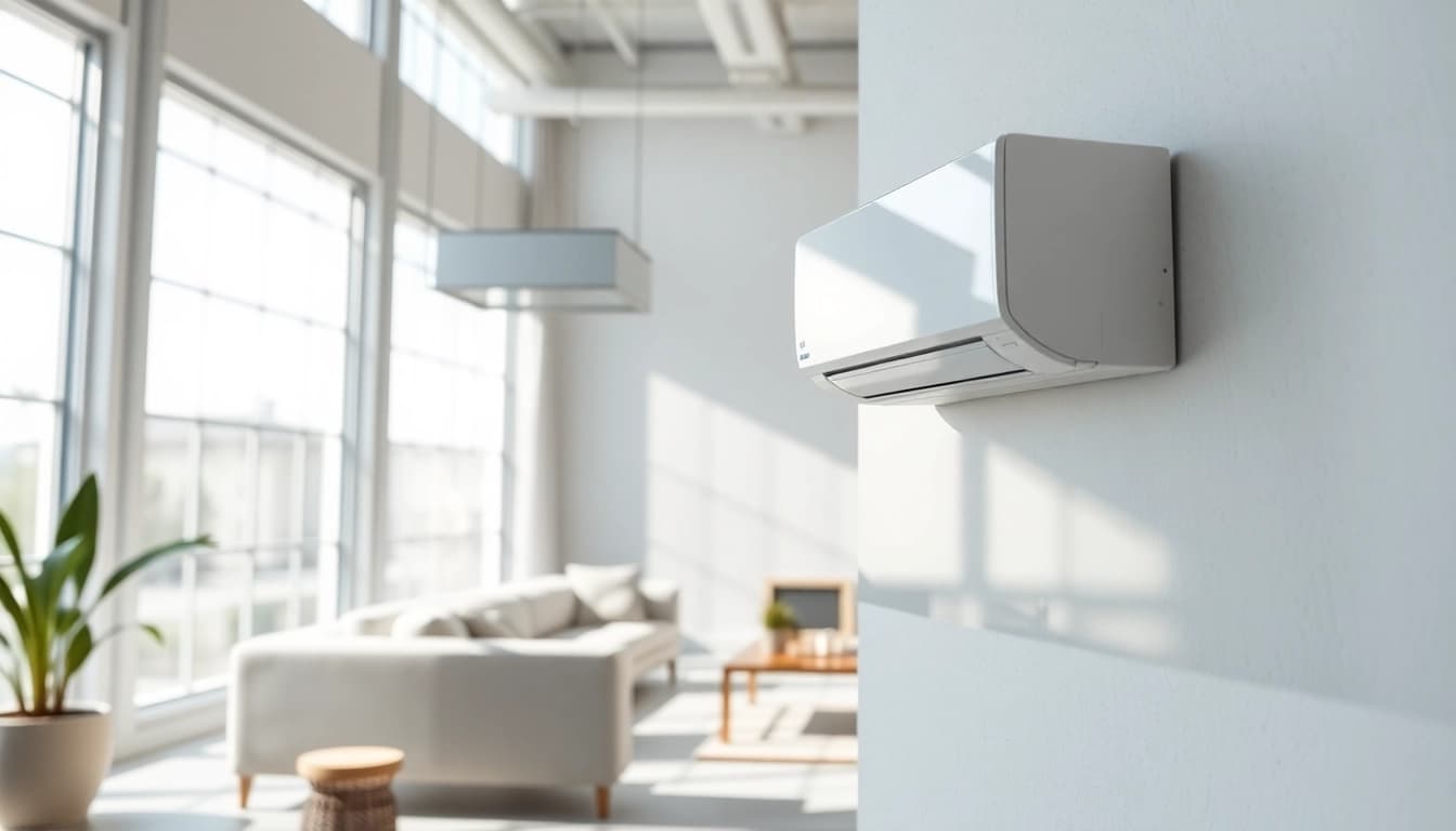 Installing a daikin mini split ac unit in a stylish room with modern design.