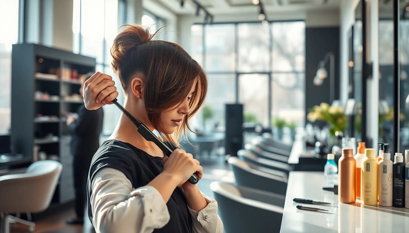 Realizează o tunsoare bucuresti modernă cu un hairstylist profesionist într-un salon elegant.