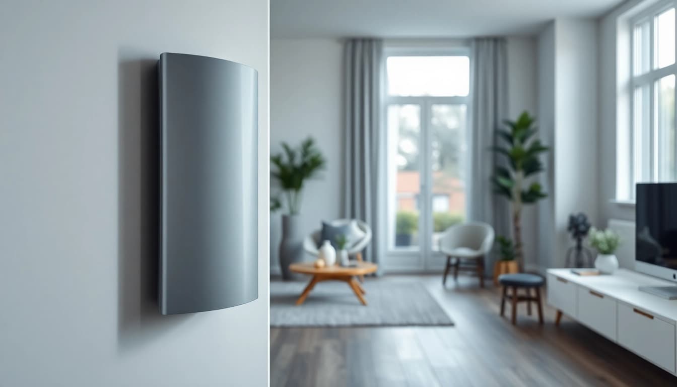 sonni Heizkörper im modernen Wohnraum mit eleganten Linien und natürlichem Licht.