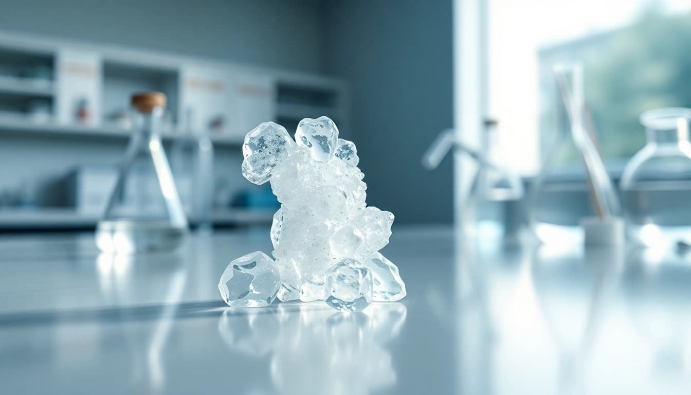 Crisp, clear image of synthetic cannabinoid WIN55 on a modern lab counter, symbolizing innovation in cannabinoid research.