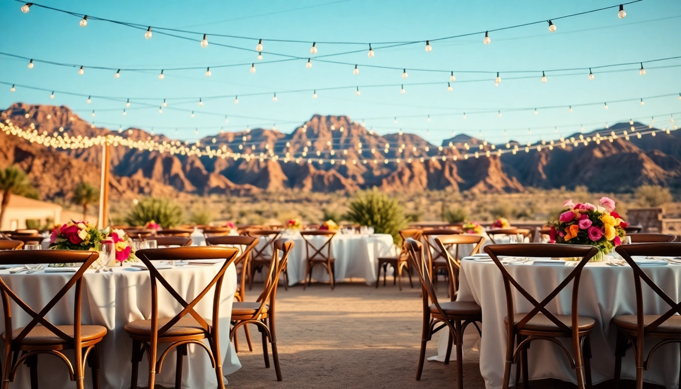 Exquisite event rentals Las Vegas featuring elegantly designed outdoor wedding setup.