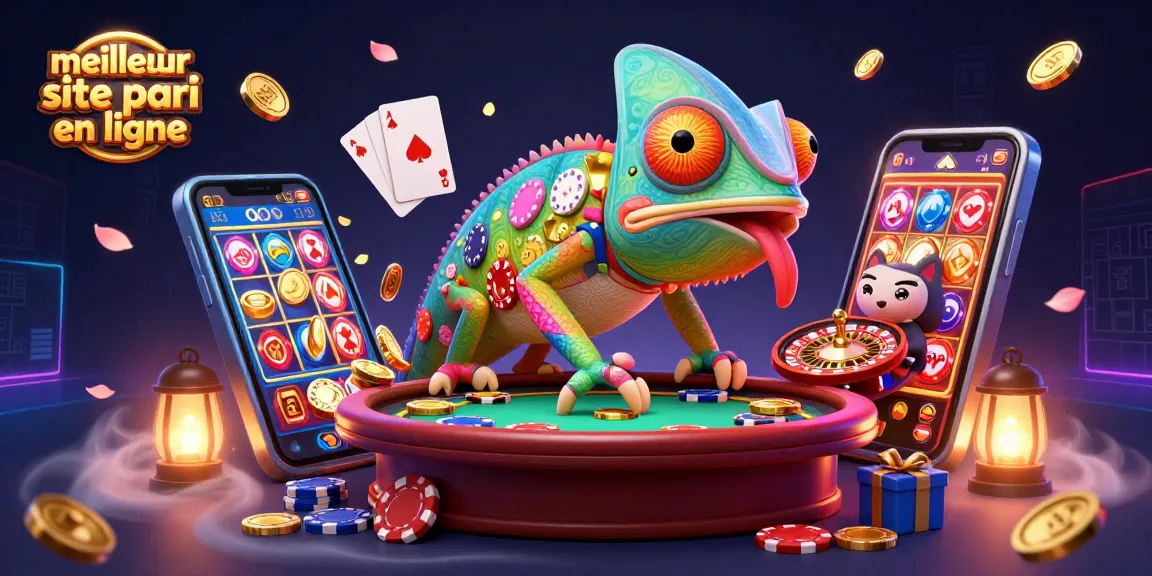 Découvrez le meilleur site de paris en ligne avec un caméléon de casino et des jeux colorés.
