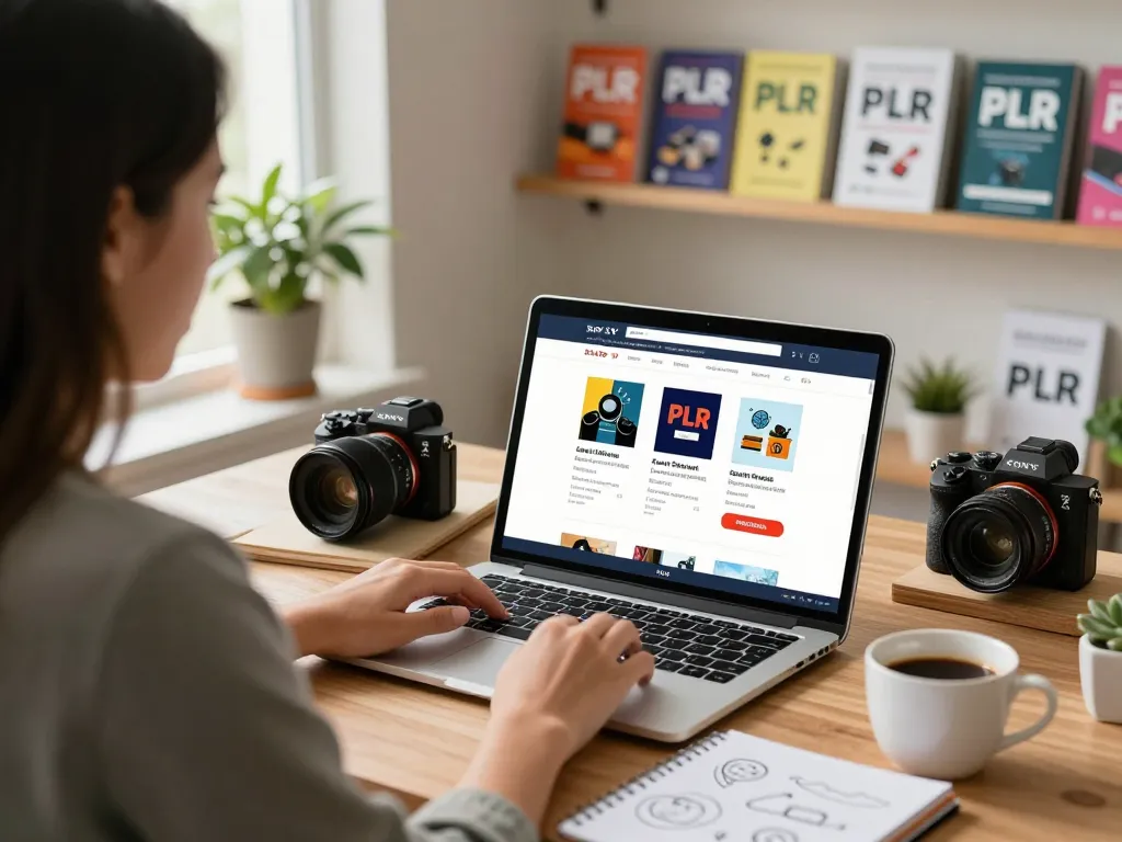 Buy PLR Products Online with an organized workspace featuring PLR product bundles and a professional browsing experience.