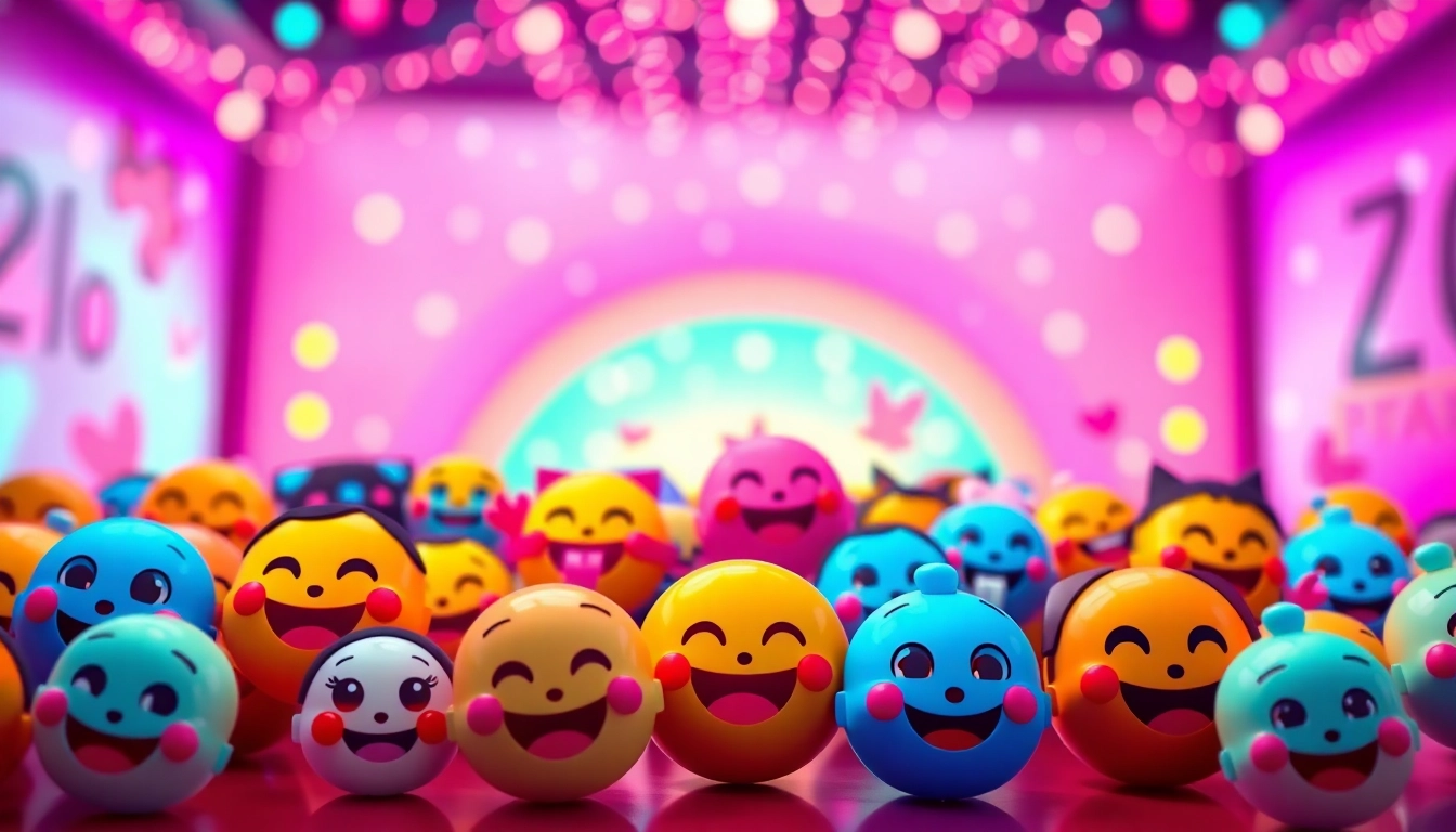 Show colorful TikTok emojis within a lively digital environment for effective engagement.