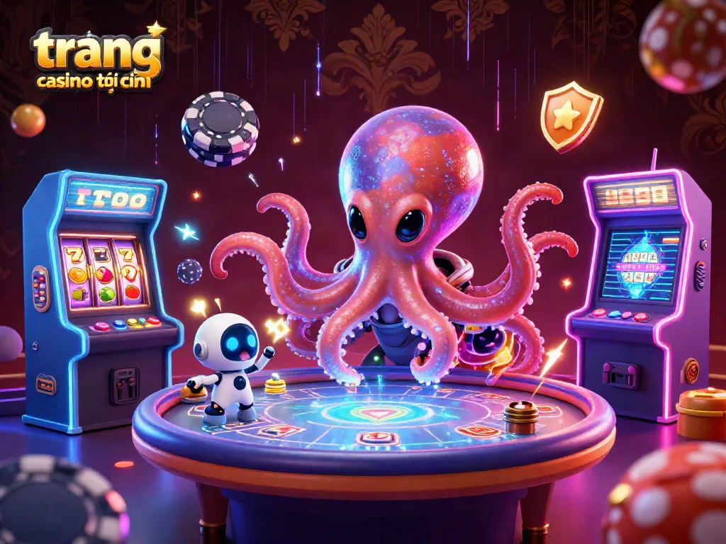 Trải nghiệm trang casino trực tuyến với các nhân vật 3D đầy màu sắc và bàn poker huyền ảo.