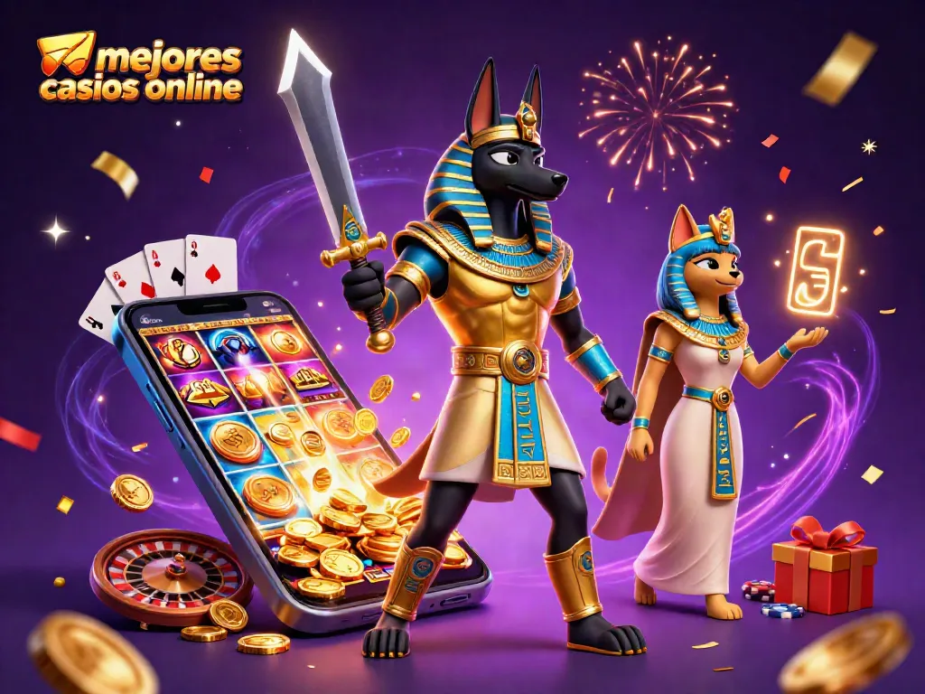 Juega en los mejores casinos online con giros de tragamonedas, anubis y bastet en un ambiente mágico.