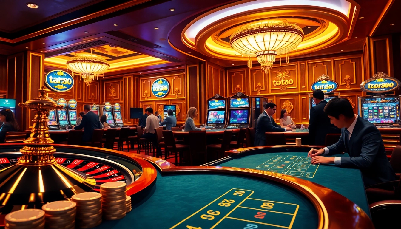 Players enjoying thrilling games at a casino depicting raja toto88 excitement and high-stakes action.