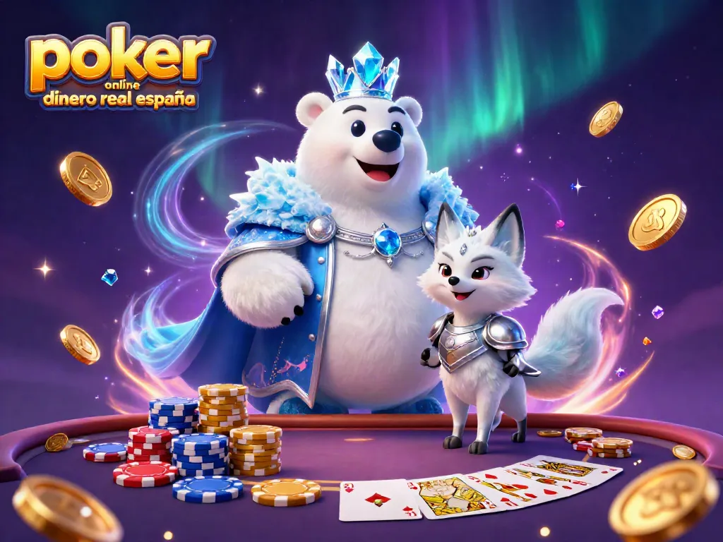 Juega al póker online dinero real España con emoción y estrategia en esta ilustración dinámica.