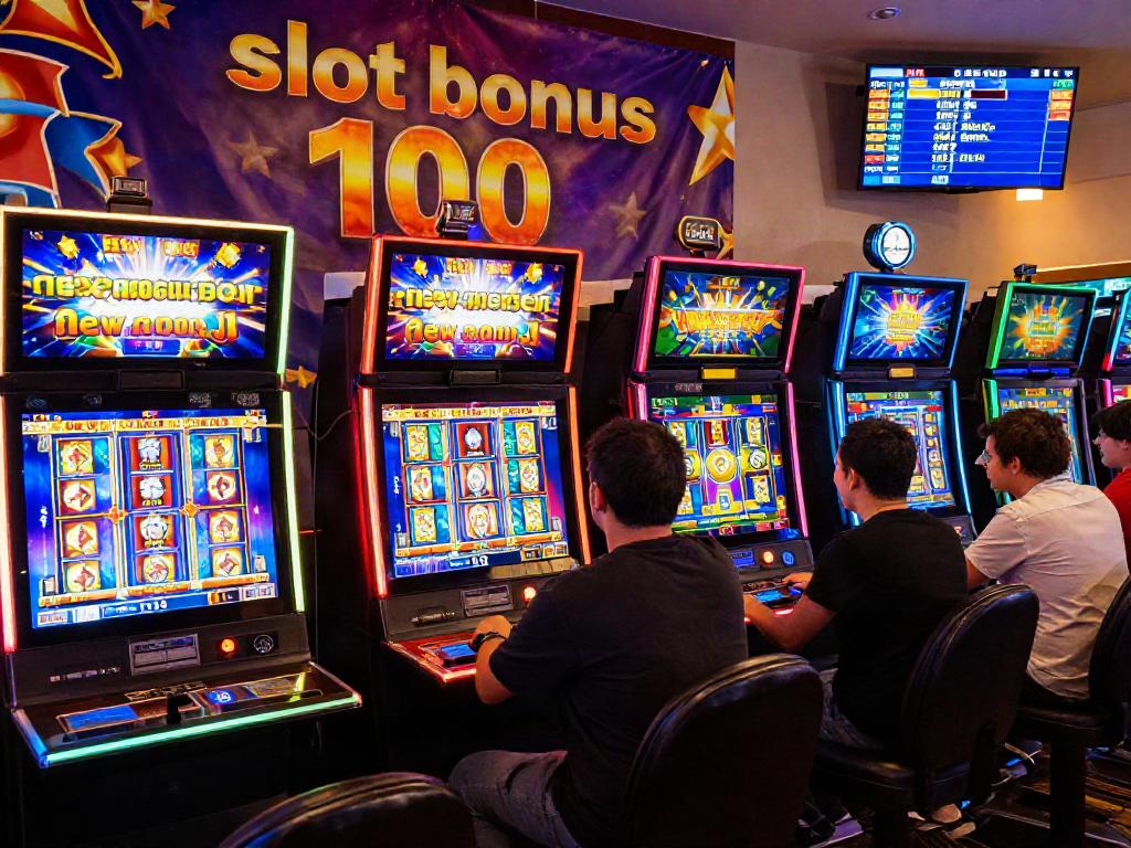 Engaged players in a vibrant online casino environment with the slot bonus new member 100 promotion prominently displayed.