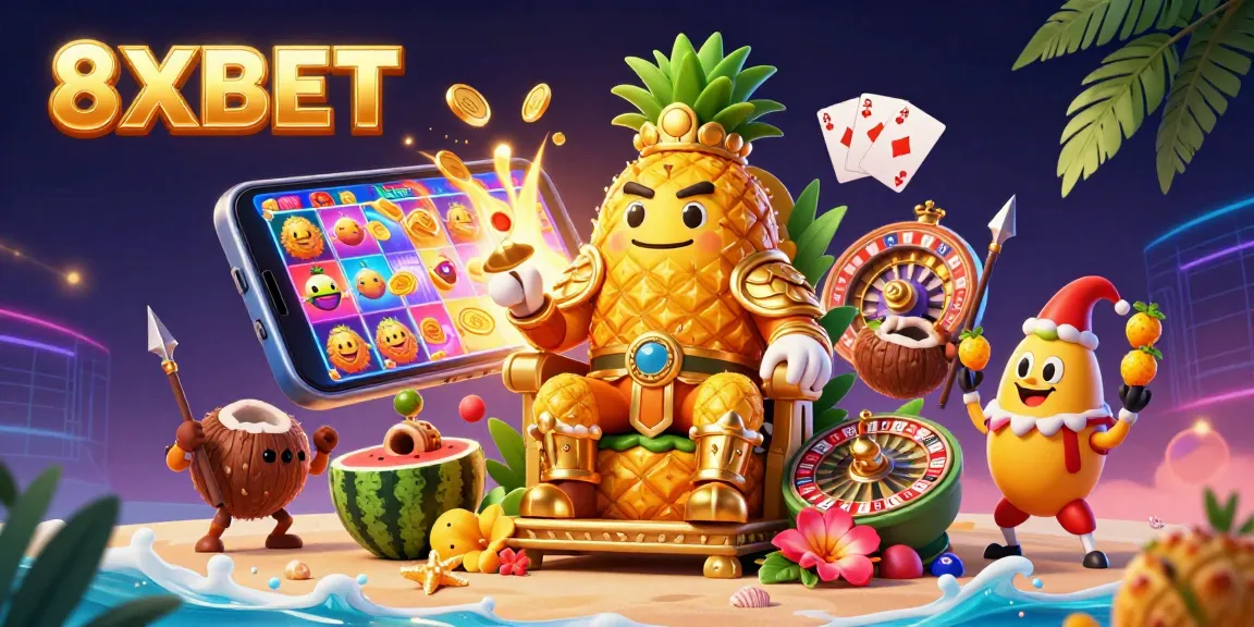 Experience thrilling gaming adventures with 8XBET, featuring vibrant characters and dynamic gambling elements.