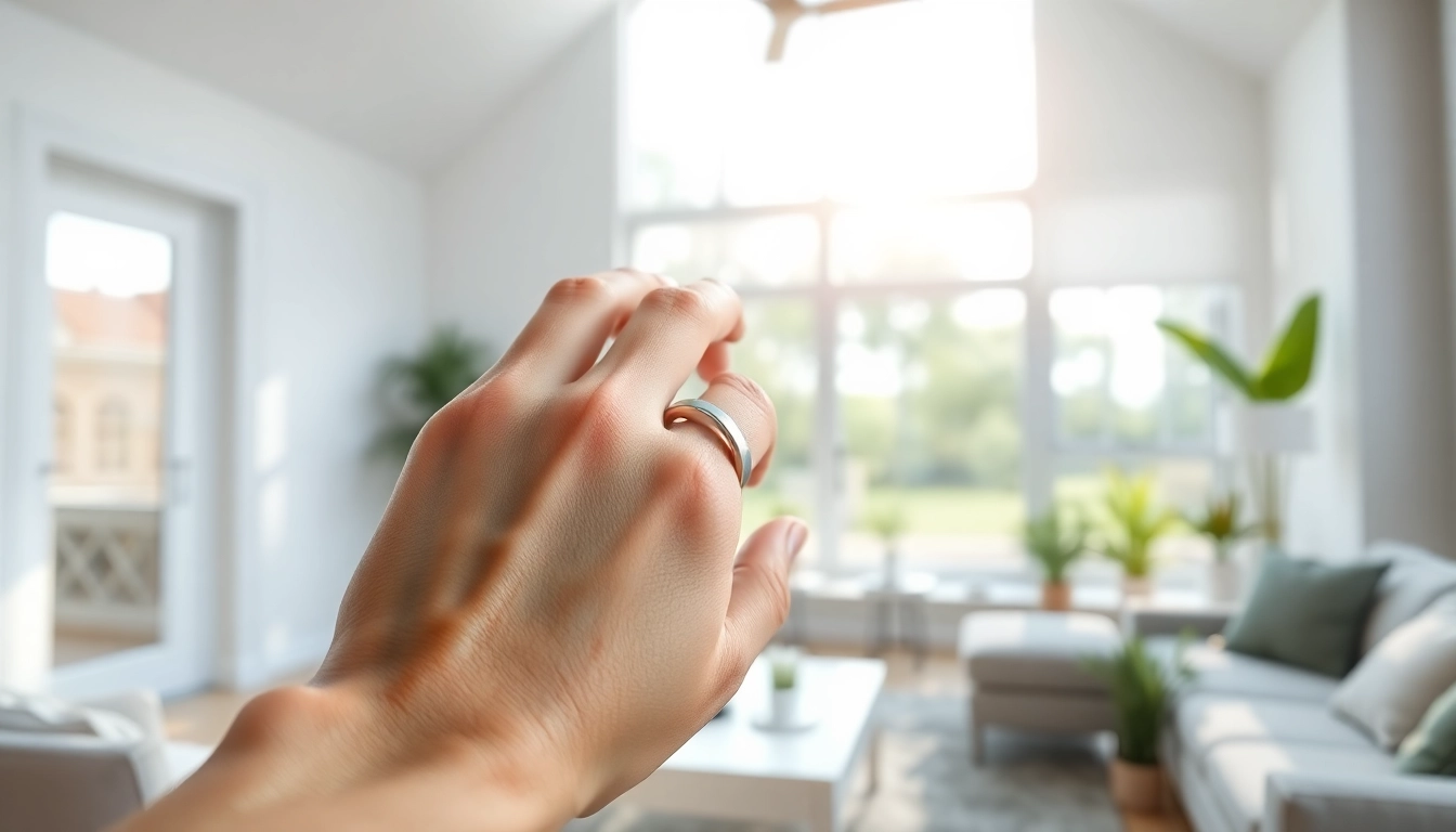 Smart Health Ring enhancing wellness displayed elegantly on a hand amidst a bright home.