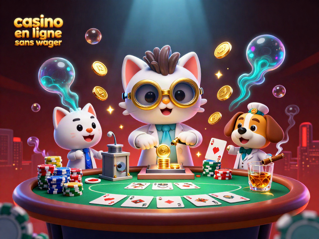 Venez découvrir l'univers des casinos en ligne sans wager avec une illustration dynamique de personnages ludiques.