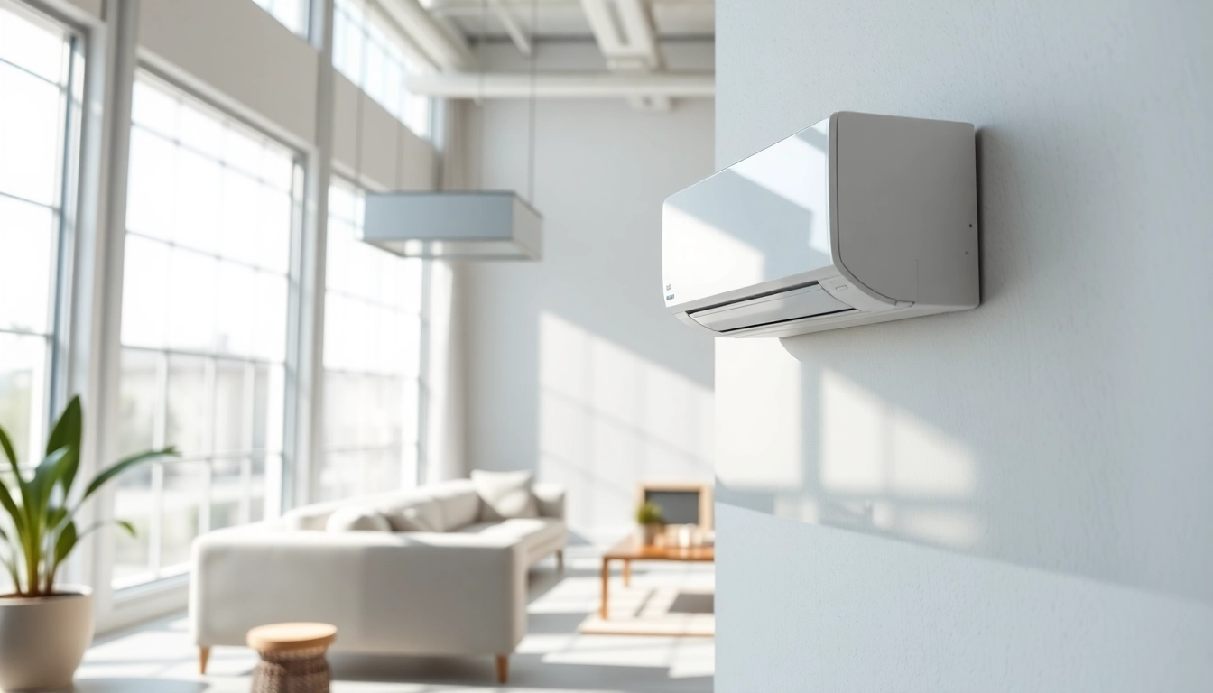 Installing a daikin mini split ac unit in a stylish room with modern design.