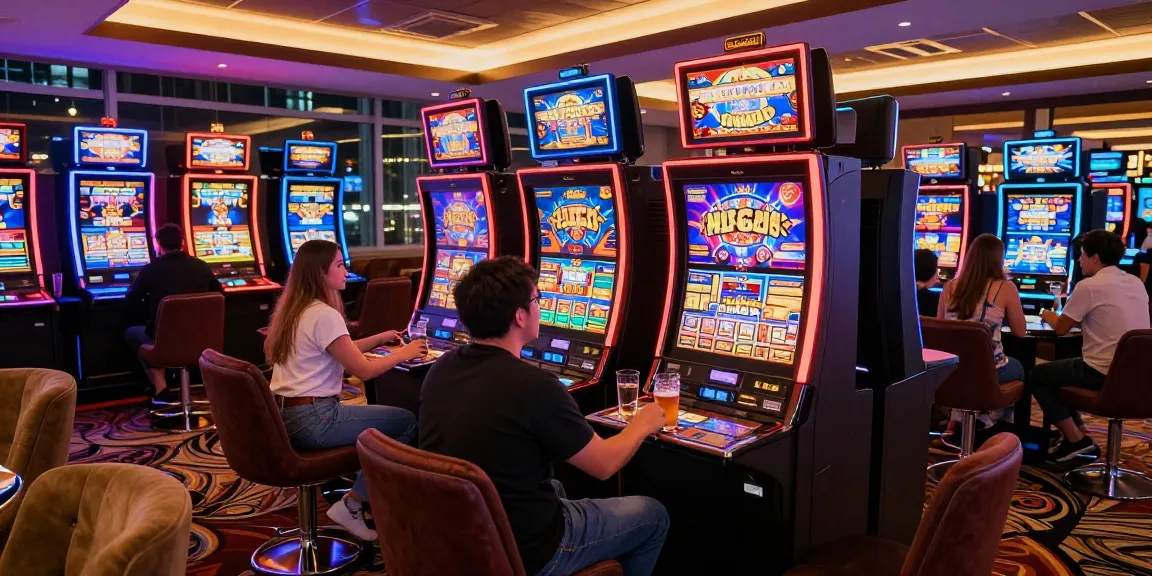 Kamboja slot gaming scene in a lively casino with diverse players enjoying a vibrant atmosphere.