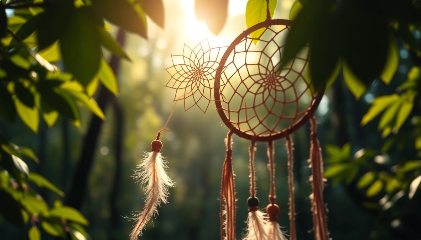 Capture the essence of a dream with a seedream-inspired dream catcher in a serene forest setting.