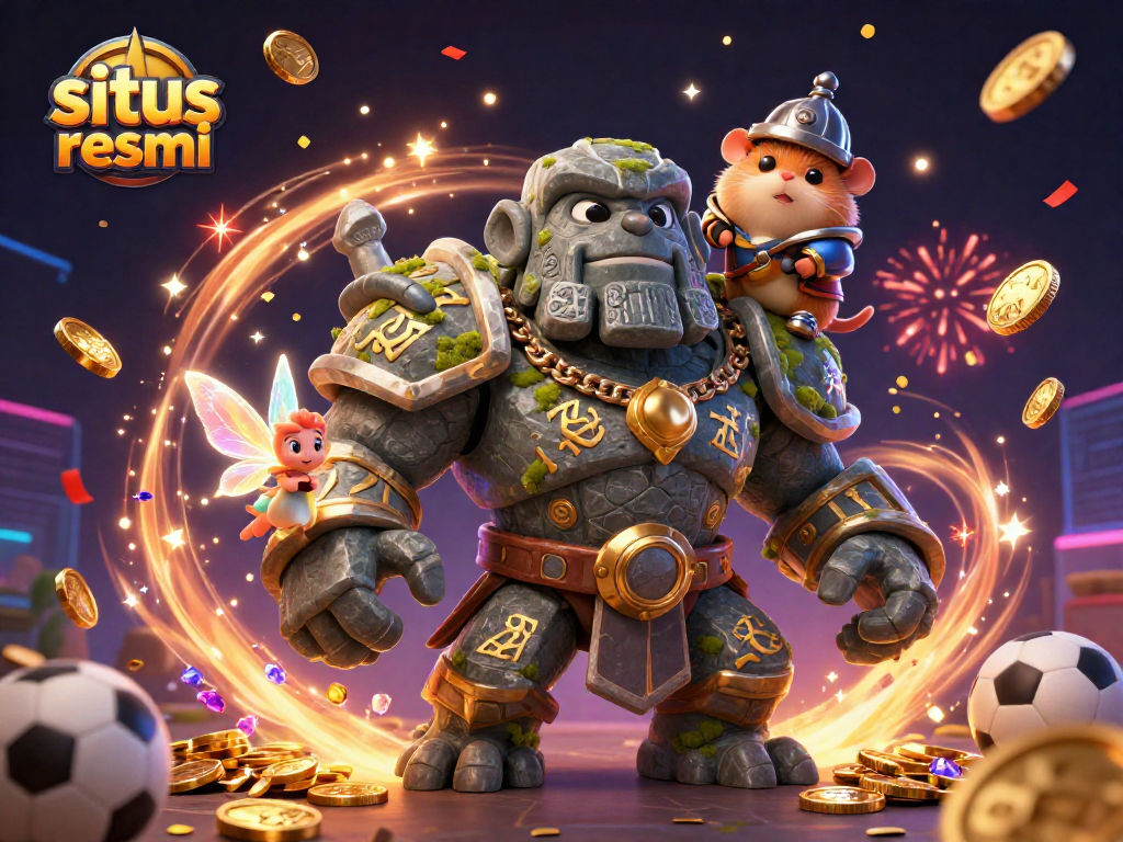 Experience situs resmi sports betting excitement with a dynamic 3D illustration of magical characters.
