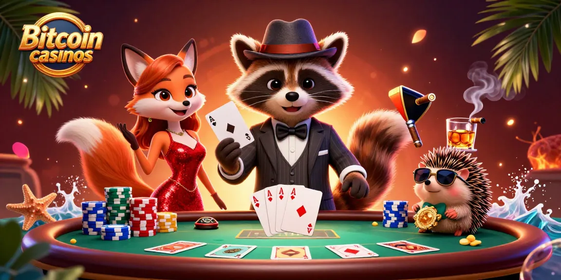 Les casinos Bitcoin offrent une expérience de jeu captivante au poker avec des personnages animés, des jetons colorés.