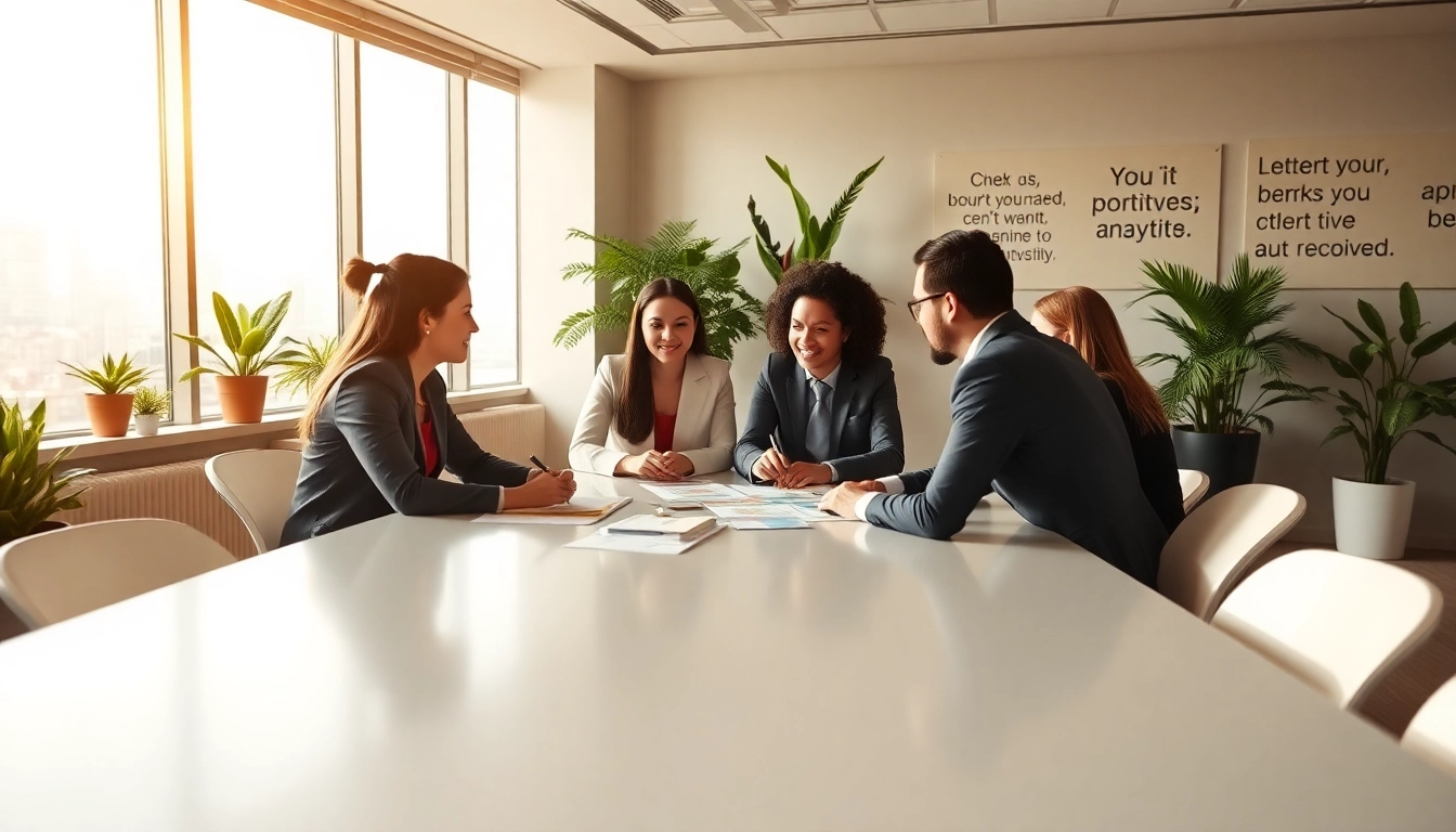 Engaged professionals in a meeting, exemplifying effective business coaching service collaboration.