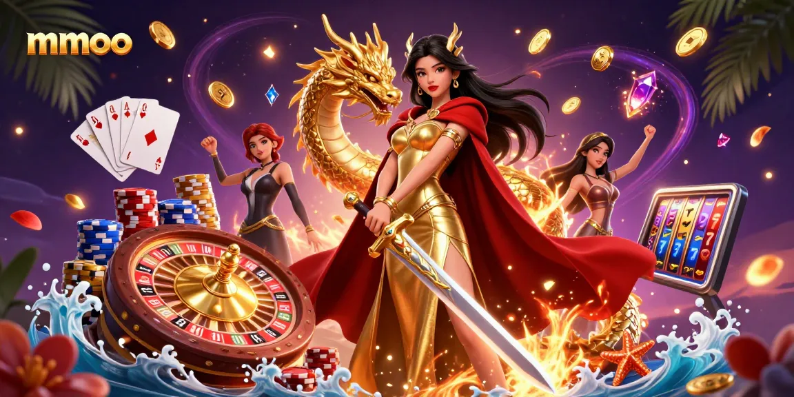Engage with mmoo casino excitement featuring a striking warrior queen and treasures galore.