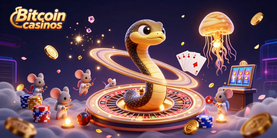 Les casinos Bitcoin offrent des gains brillants avec un serpent de Saturne comme croupier dans un univers animé.