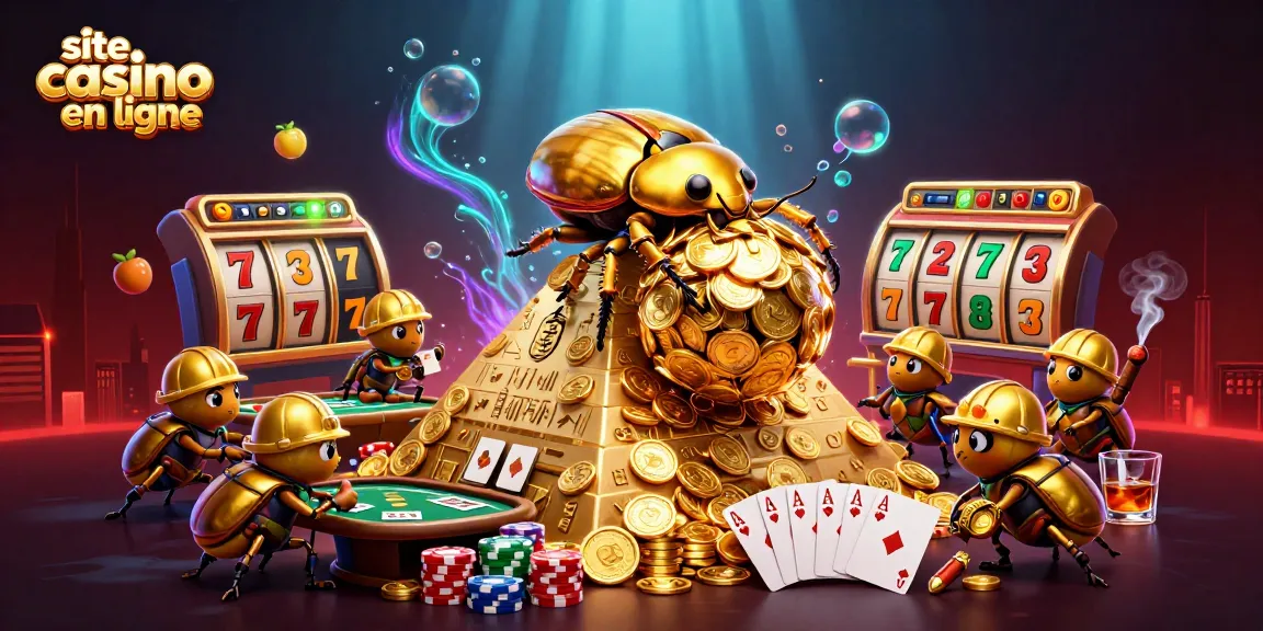Jouez sur un site casino en ligne avec cette illustration animée de jeux fascinants.
