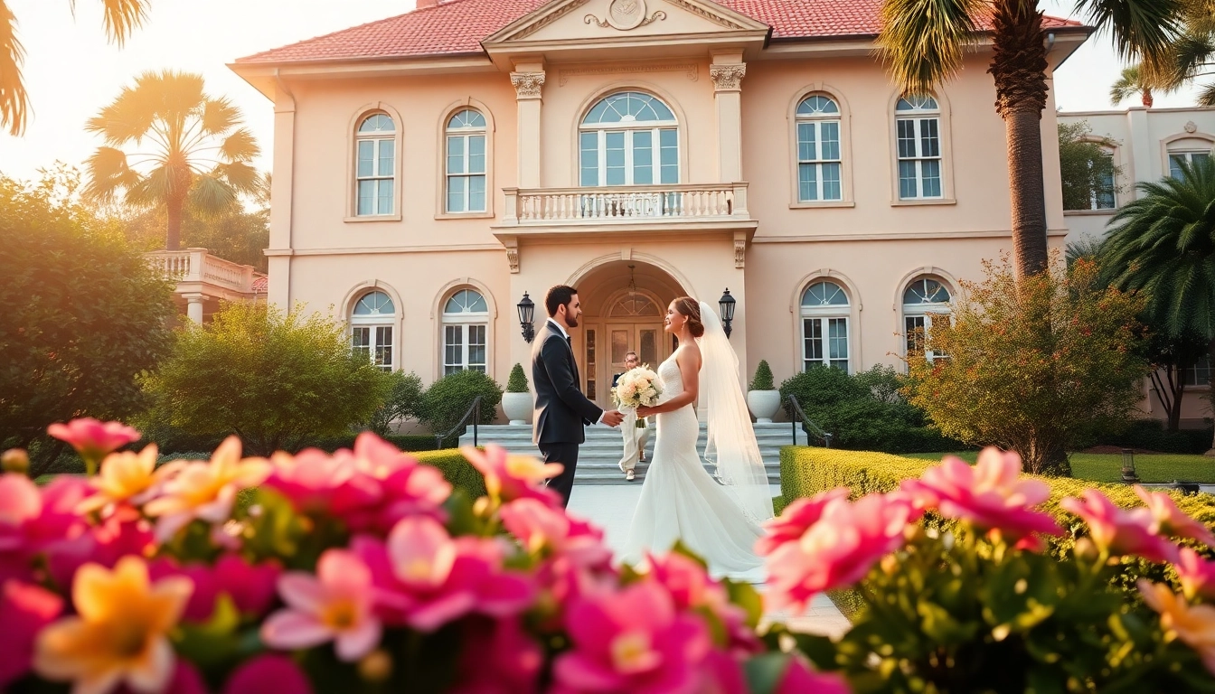 Celebrate love at a picturesque Jacksonville Wedding Venue adorned with vibrant flowers and elegant architecture.