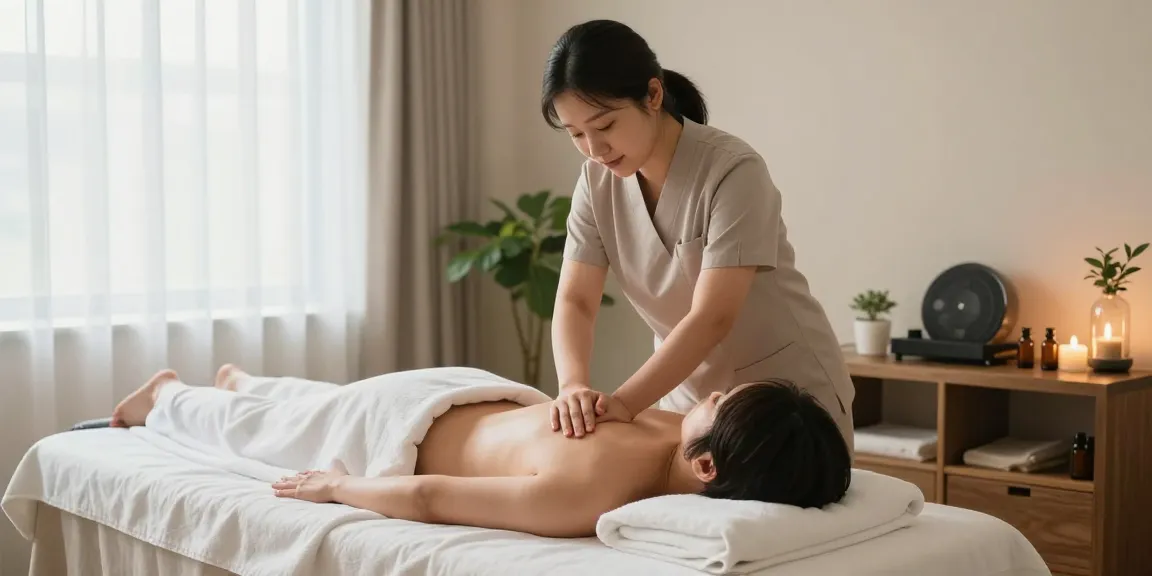 Premium 창원마사지 experience with expert therapist providing Swedish massage in tranquil spa.