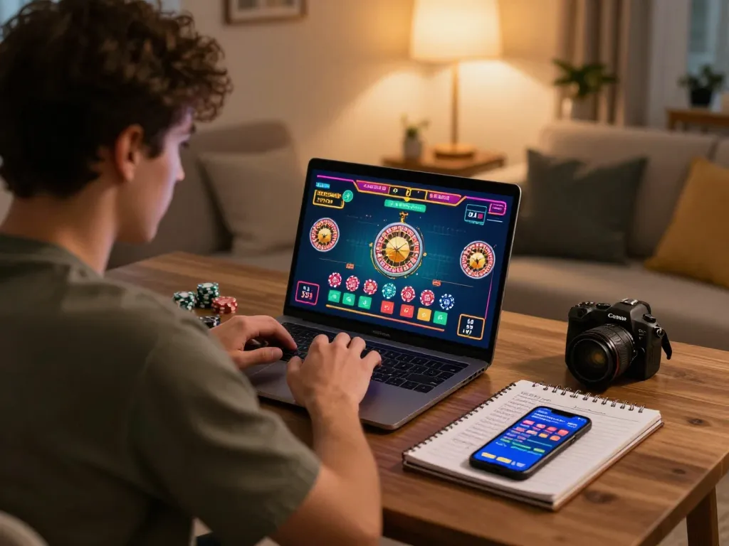 rokok88 player strategizing during an online roulette session at home