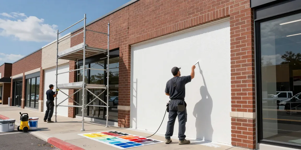 Commercial painting contractors Columbus Ohio revitalizing storefront with fresh paint