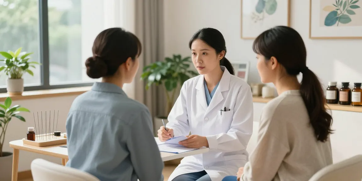 Consultation at 영통한의원 showcasing holistic health practices in a serene clinic setting.