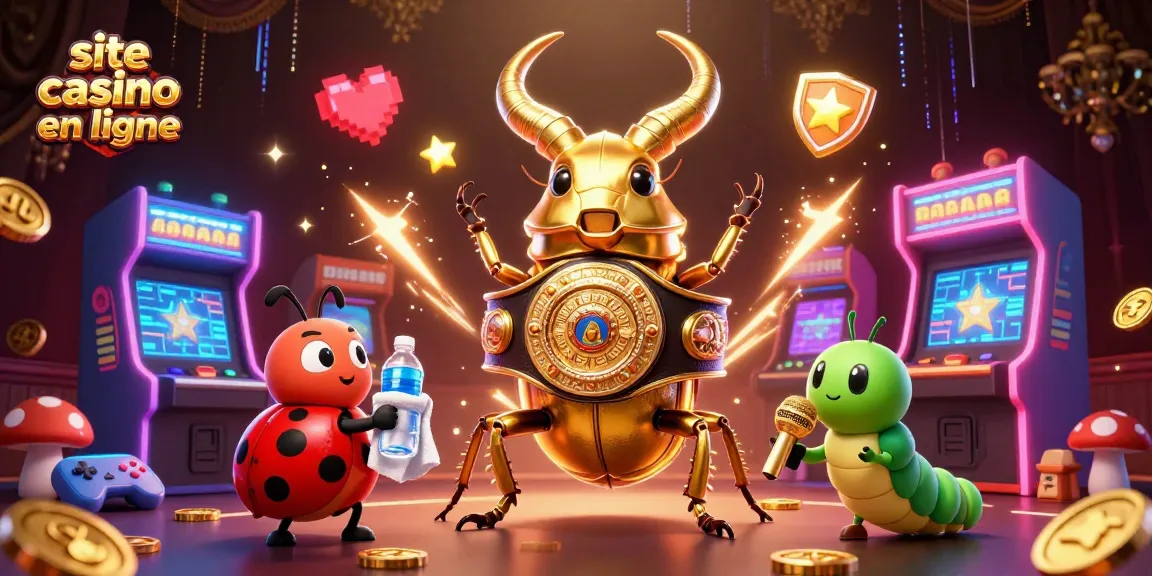Jouez sur un site casino en ligne avec une scène animée pleine d'énergie et de jeux colorés.