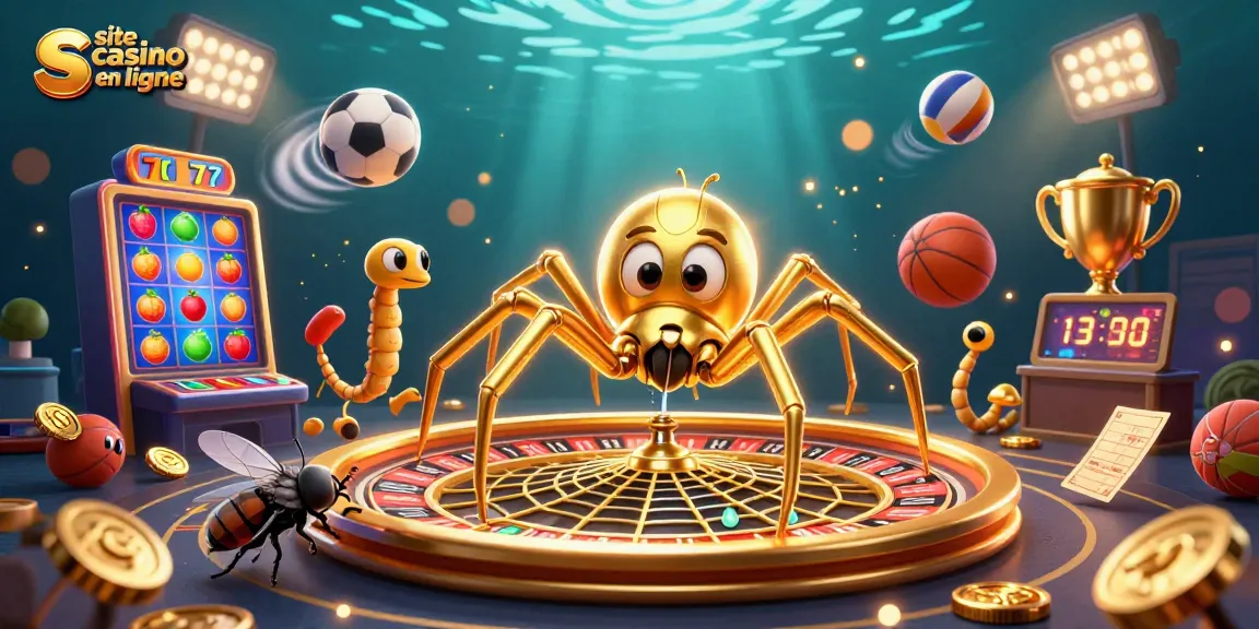 Jouer sur le site de casino en ligne avec une araignée d'or et une ambiance dynamique.