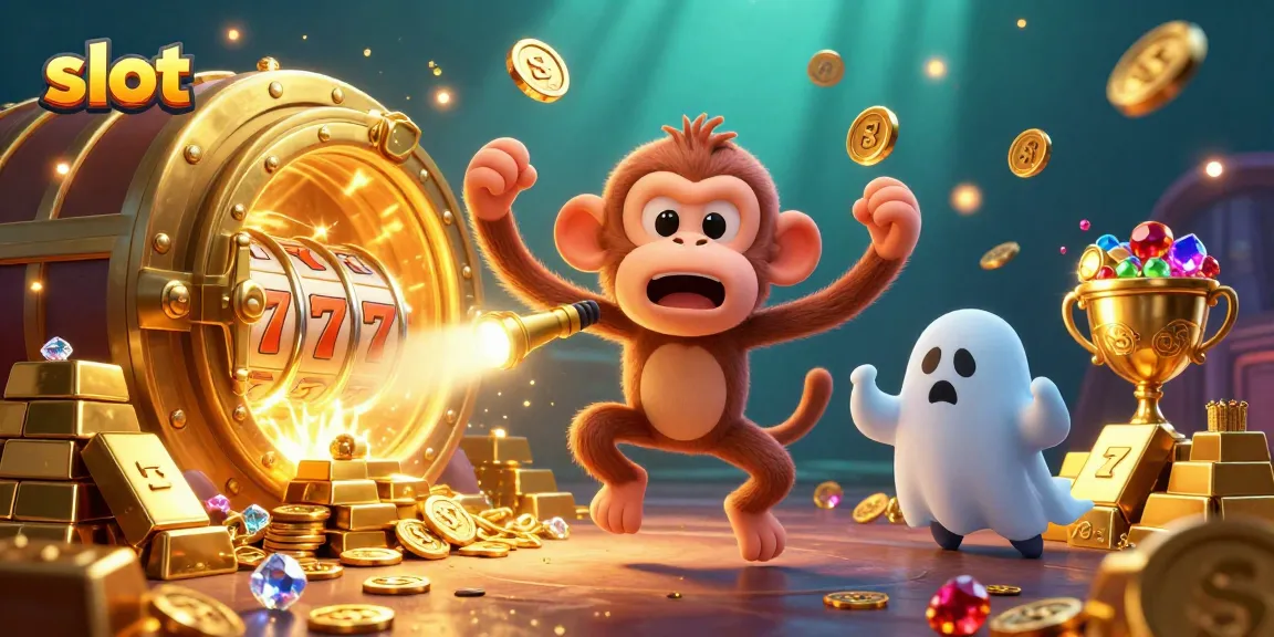 Slot yang menakjubkan dengan karakter monyet dan anjing pemburu hantu di kasino.