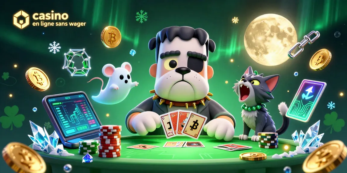 Jouez à des jeux d'argent dans un casino en ligne sans wager avec des personnages fantastiques et des éléments de crypto-monnaie.