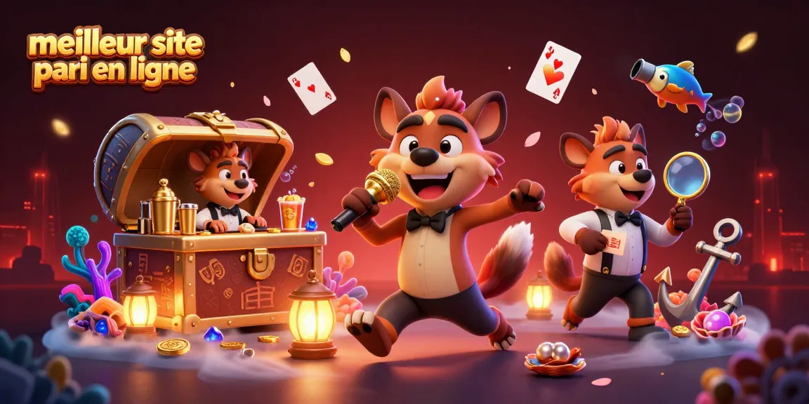 Découvrez le meilleur site pari en ligne avec des hyènes animées jouant dans un casino vibrant.