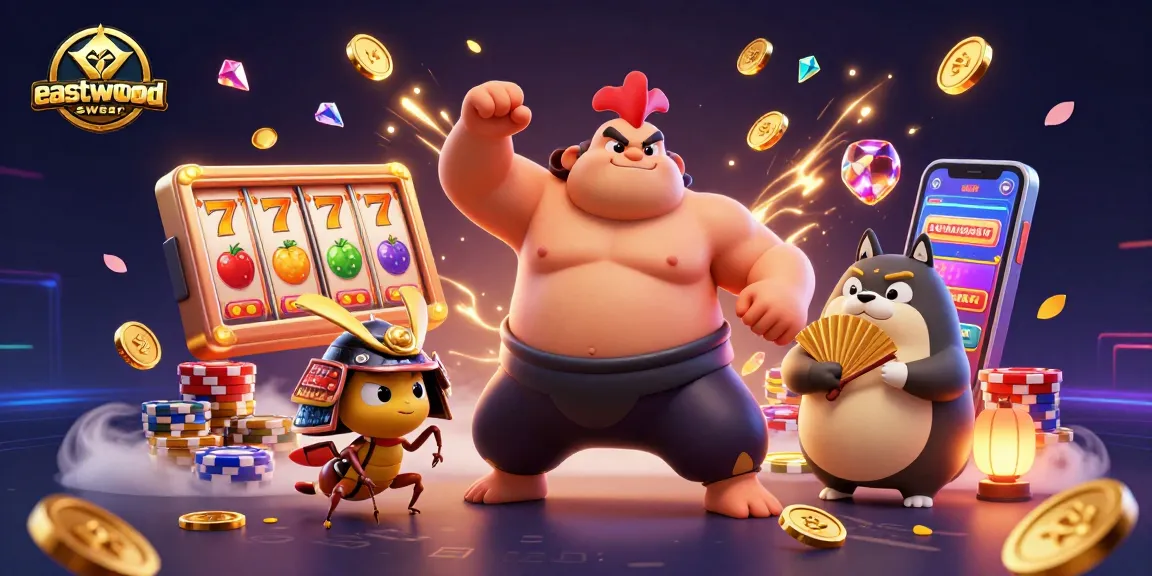 Slot gacor dengan tema eastwoodswear, menampilkan karakter dan elemen kasino menarik dalam satu adegan.