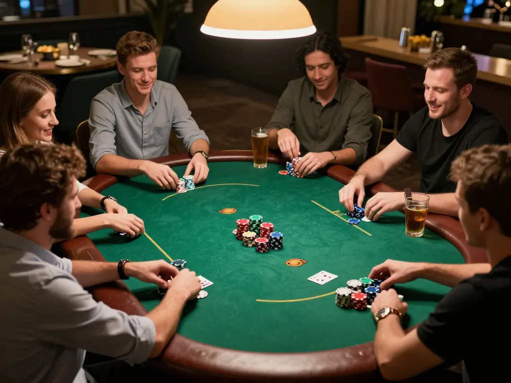 Players enjoying a friendly poker night discussing strategies on the hidden wiki dark web