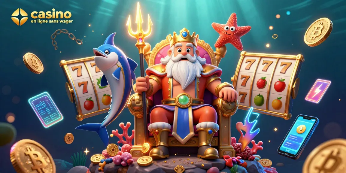 Jouez au casino en ligne sans wager avec Neptune et des éléments de machines à sous animés.