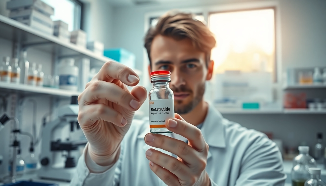 Engage with Retatrutide through innovative laboratory research showcasing a dedicated scientist.