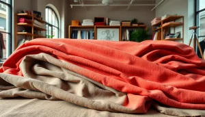 Punta di Roma-stof in stijlvolle winkelsetting, benadrukkend de luxe en textuur van de stof.