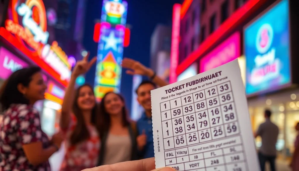 Menerima tiket togel resmi dalam suasana perayaan yang ceria dan bersemangat.