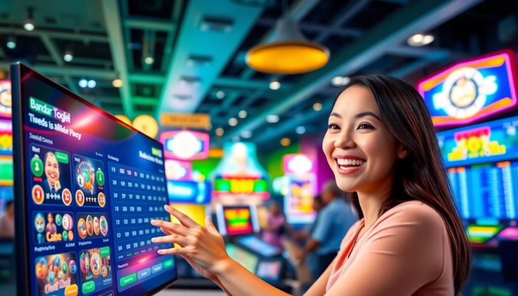 Menampilkan pengguna terlibat dalam bandar togel yang menarik dan interaktif secara daring.