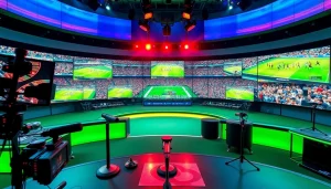 스포츠중계 방송 서울 스튜디오에서 실제 스포츠 경기를 중계하는 모습입니다.