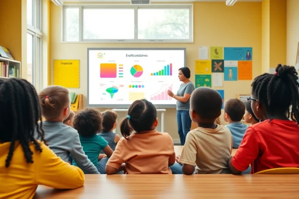 Education in a vibrant classroom with students engaged in interactive learning activities.