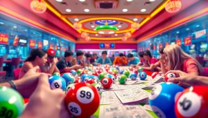 Menggambarkan angka togel yang menarik di meja permainan lotere yang meriah.