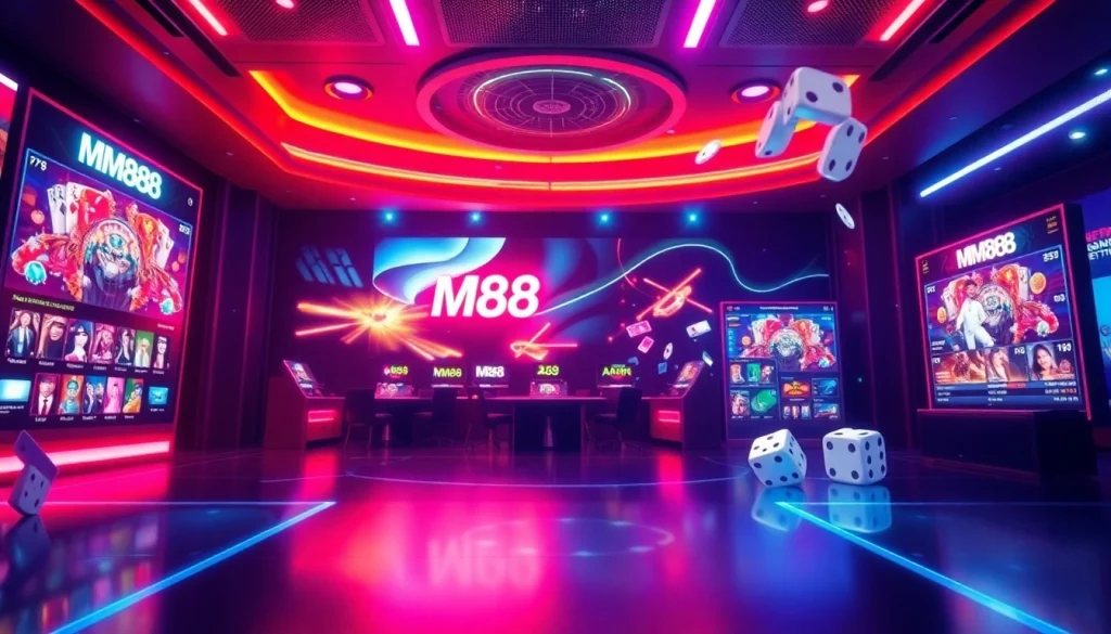 Engage with MM88's vibrant digital gambling experience featuring casino elements.